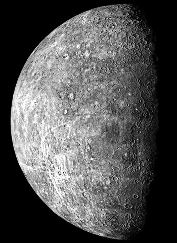 Composite of video images from Mariner 10 after it flew past Mercury in 