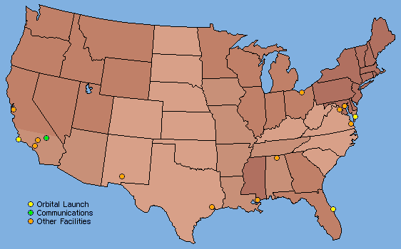 map of nasa centers in us